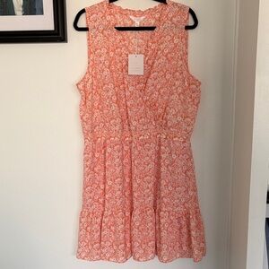 LC Lauren Conrad Sleeveless Floral Tiered Dress - Coral White XXL